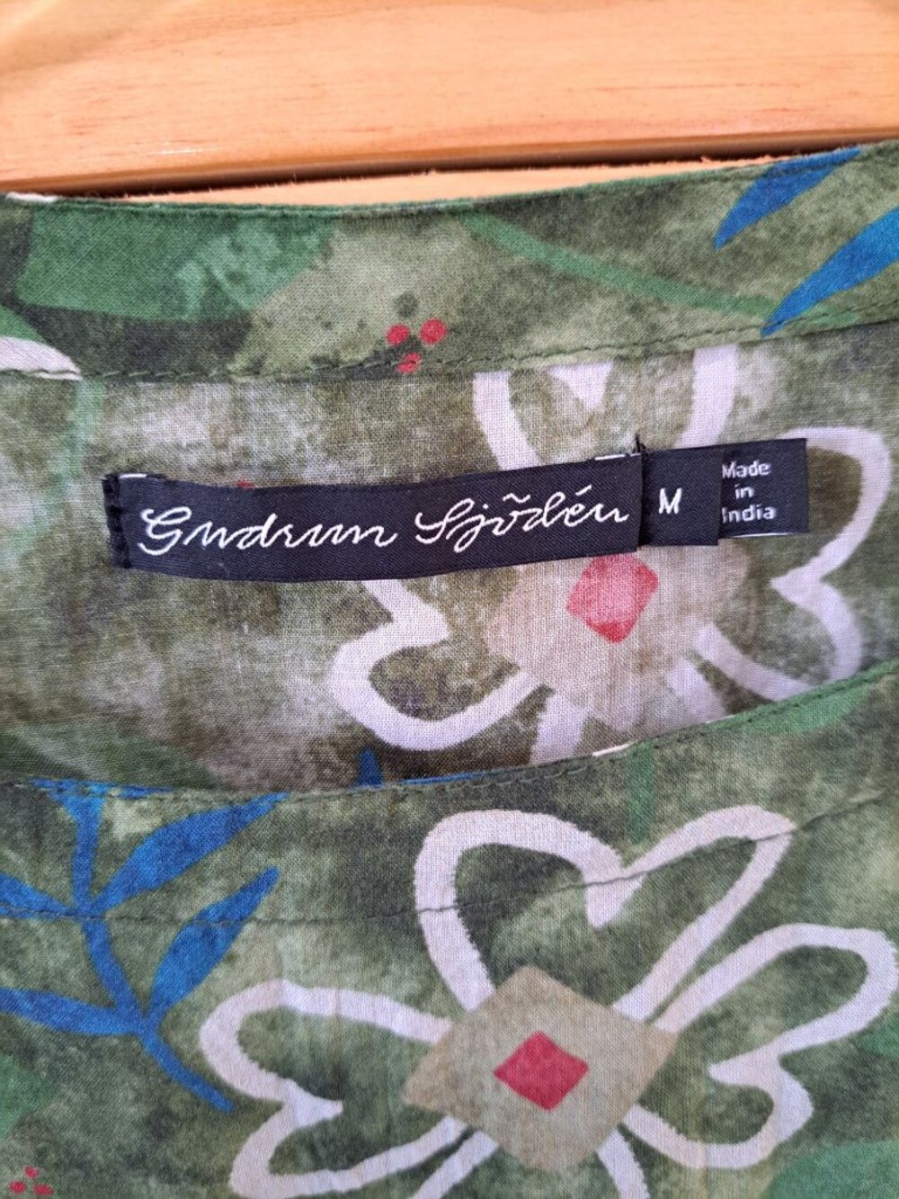 Gudrun Sjödén Organic Cotton Green Floral Tunic Dress Embroidered Size Medium - Picture 4 of 16